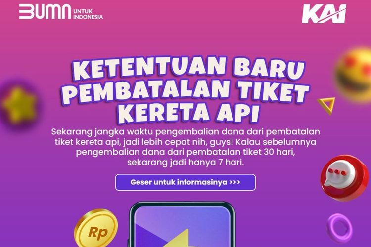 Berlaku 1 Juni, Pengembalian Dana Pembatalan Tiket KA Antar Kota Menjadi Maksimal 7 Hari